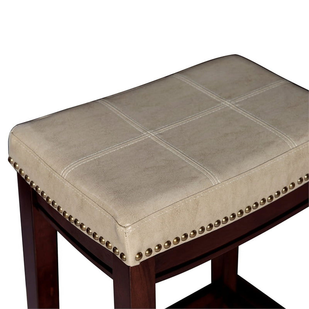 Beige Wood Faux Leather Bar Stool E44845