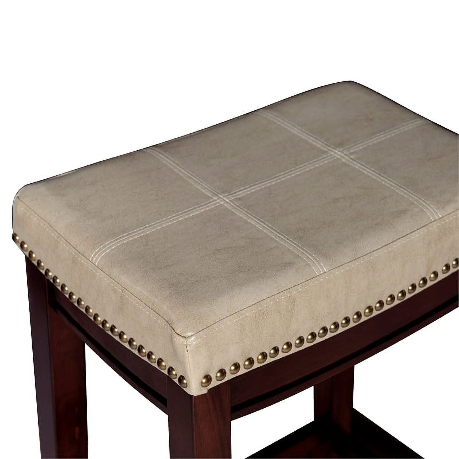 Beige Wood Faux Leather Bar Stool E44845