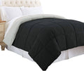 Twin Size Box Quilted Comforter Black Silver Microfiber A926