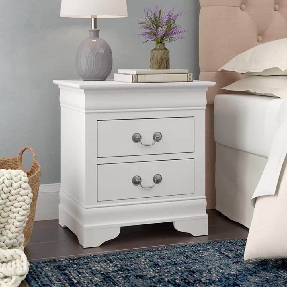 2 Drawers Black Wooden Nightstand D79390