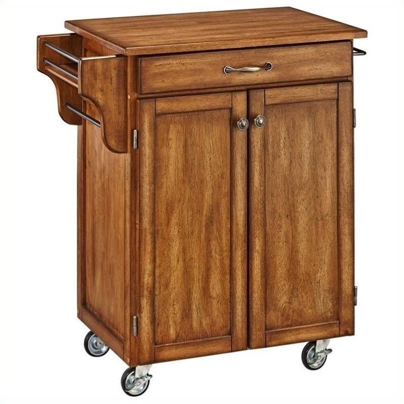Wood Top Kitchen Cart in Warm Oak V507226