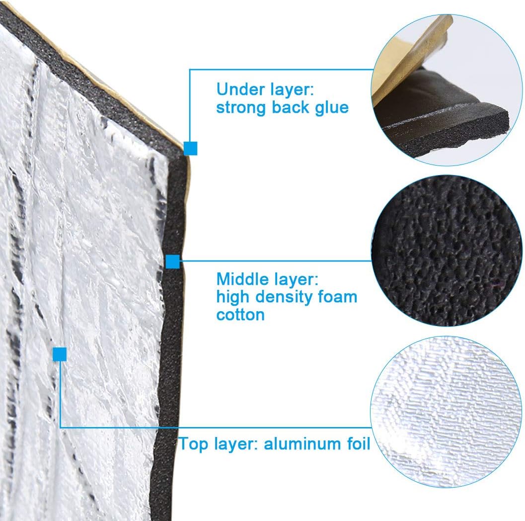 6.46sqft Car Sound Deadener Aluminum Foam Mat J5703