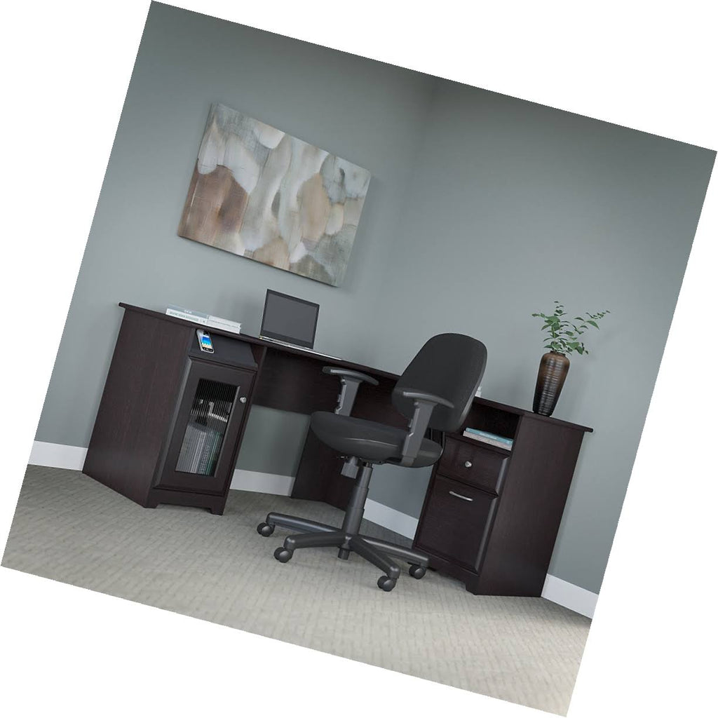 Espresso Oak L Shaped Desk and Office Chair K2343