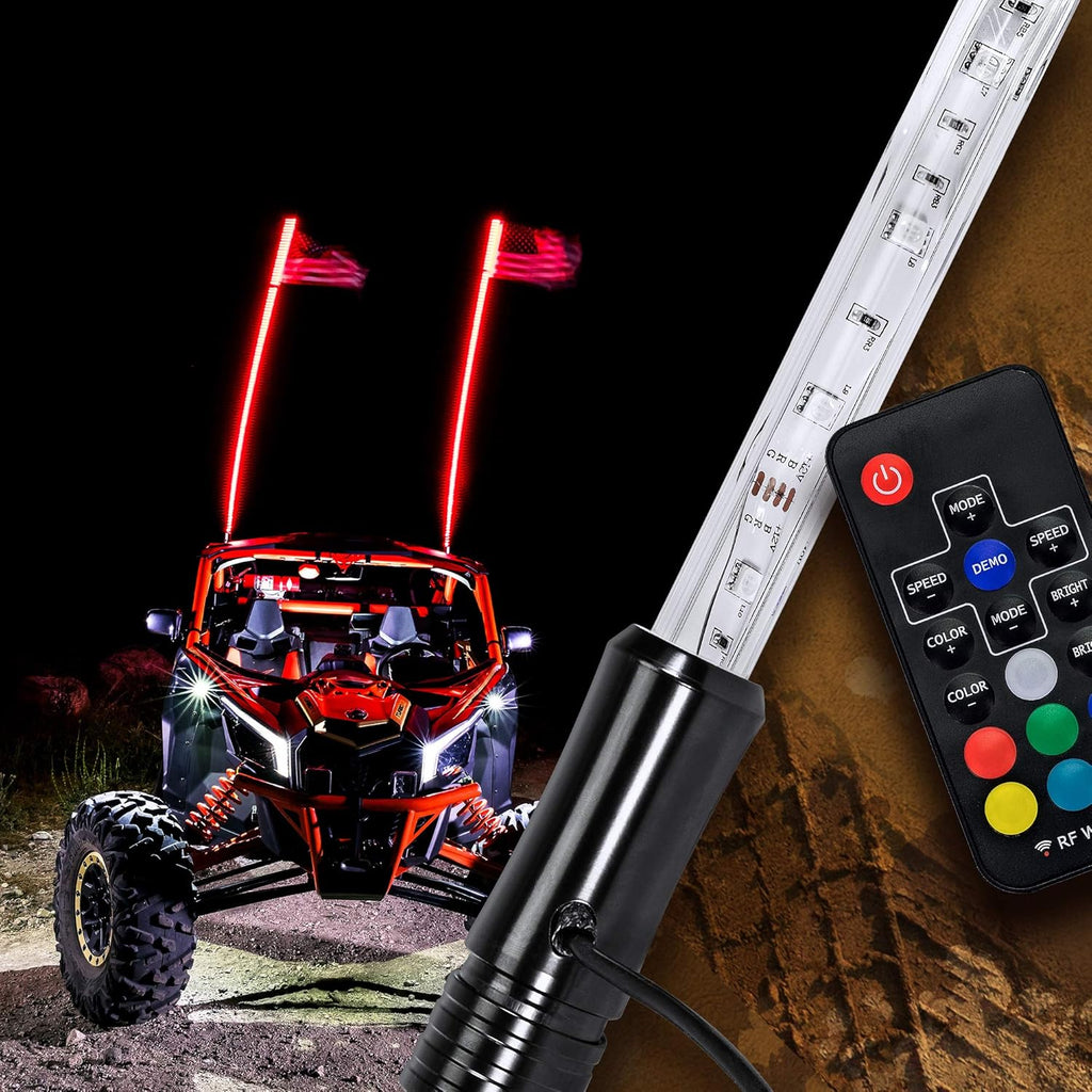 2pc 5ft LED Whip Lights for UTV ATV with RF Wireless Remote F3406