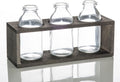 Vintage Milk Bottle Vases With Wooden Stand H1961