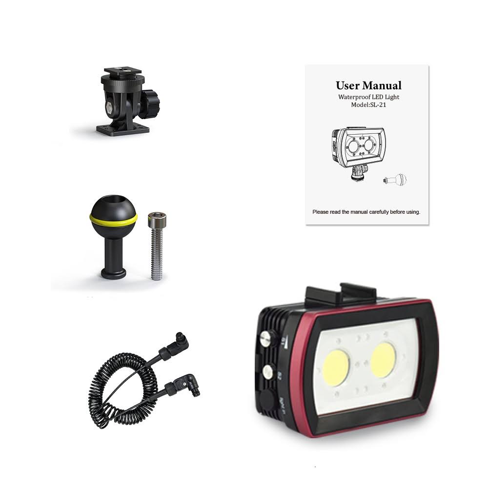 LED Diving Light Underwater Photography Fill-in Lamp 2pcs Aluminum Alloy 40M Waterproof IPX8 White X900