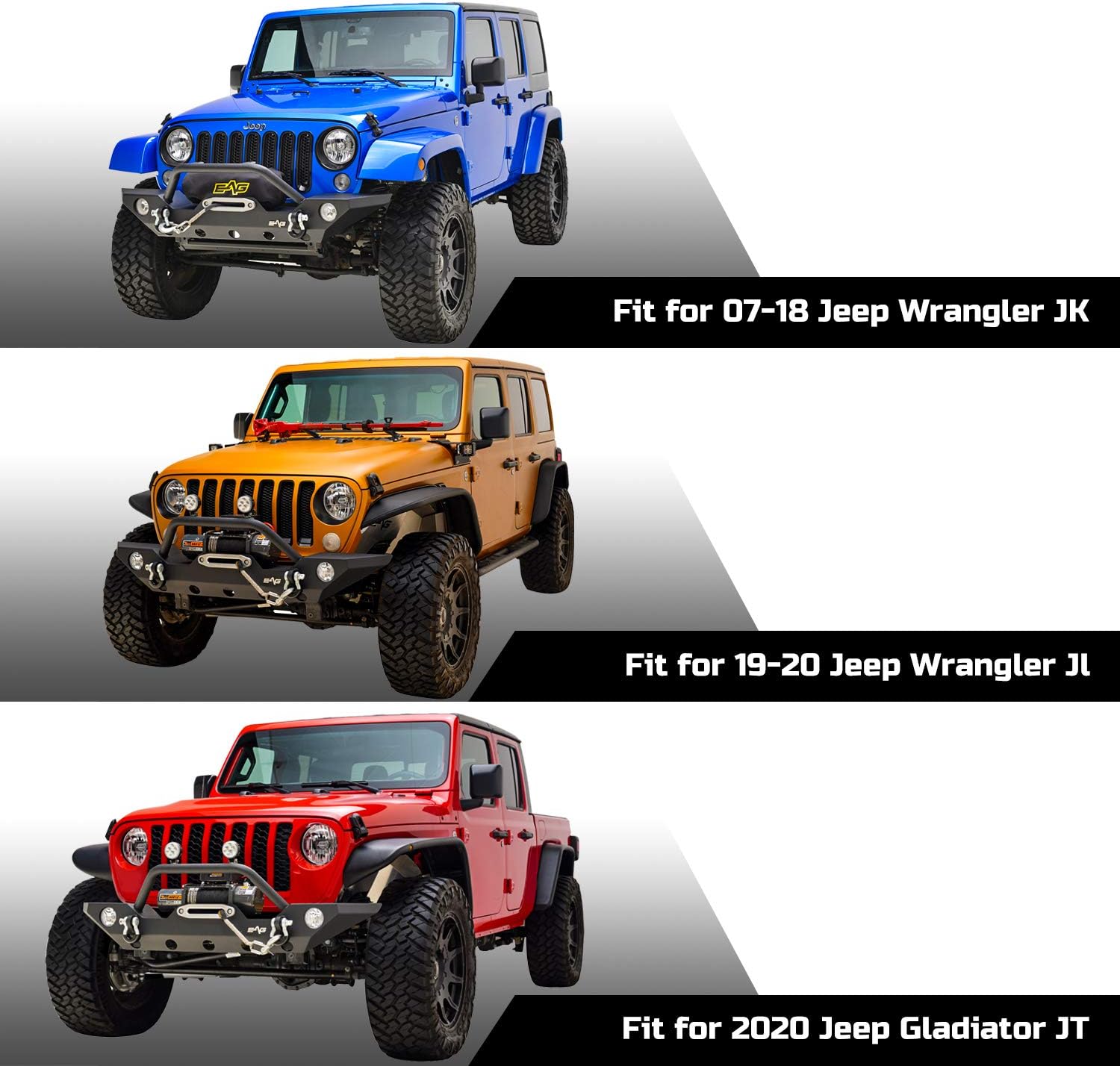 Front Bumper with Winch Plate and Fog Light Hole for Wrangler JL Y6645