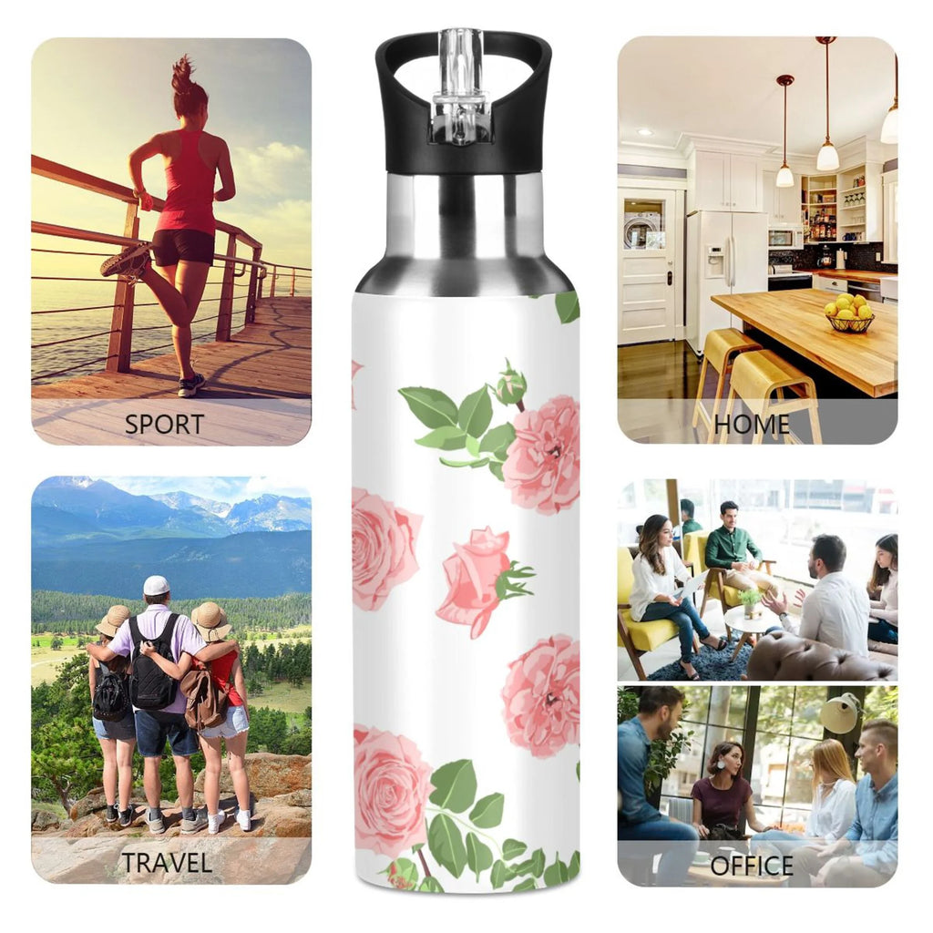 20 oz Insulated Stainless Steel Water Bottle with Straw Lid G7185