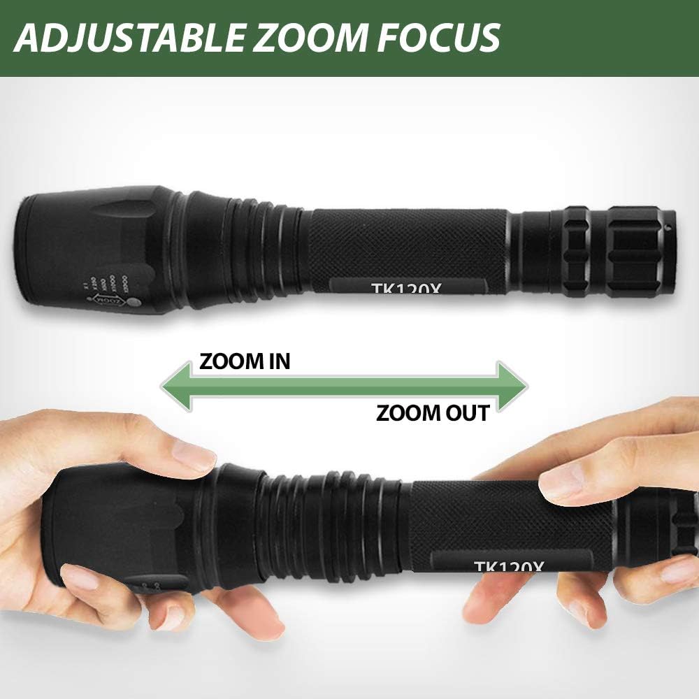 Zoomable LED Tactical Flashlight Kit with Batteries and Charger X292539
