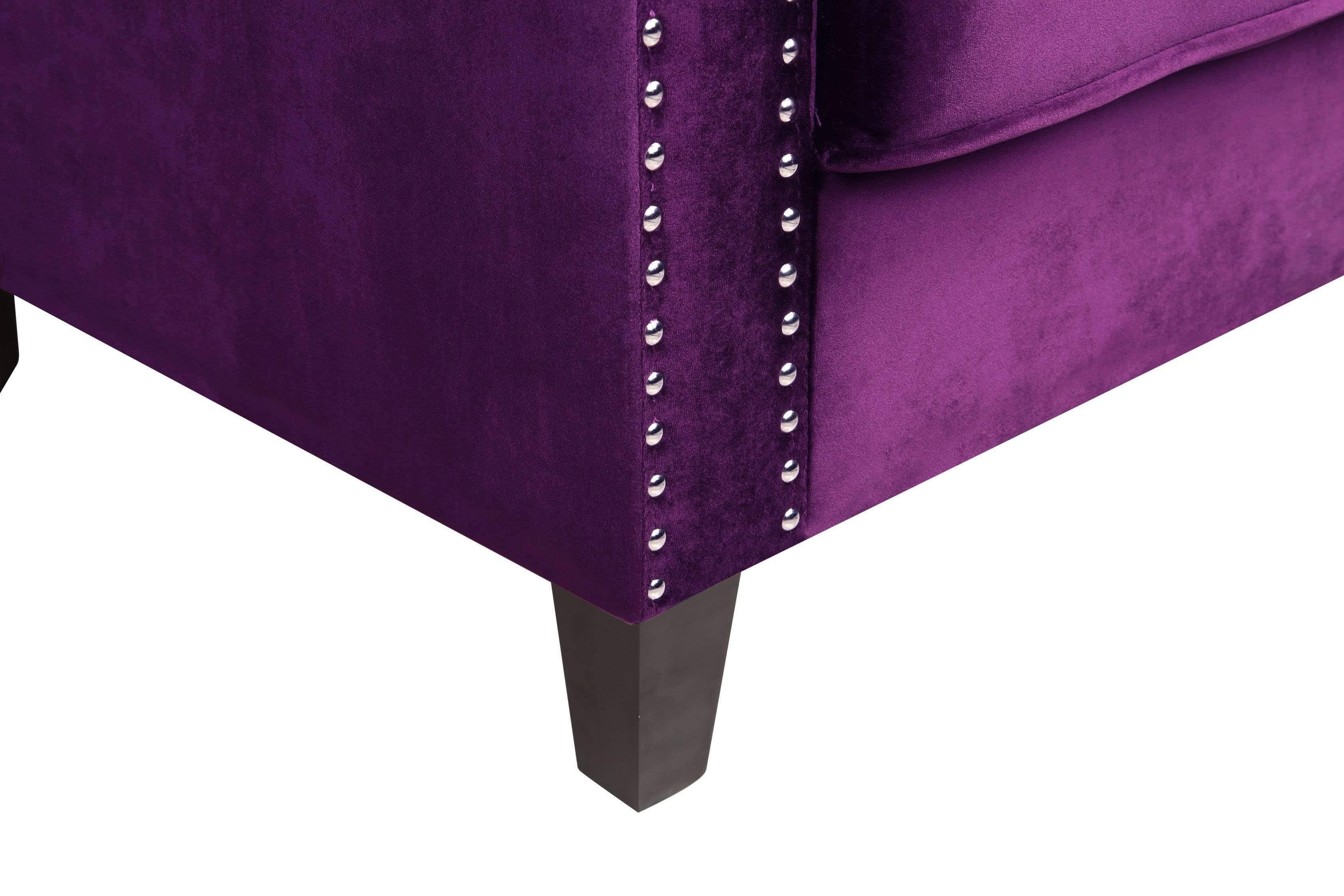 Espresso Finished Wood Legs Velvet Upholstered Swoop Arm Sofa L457