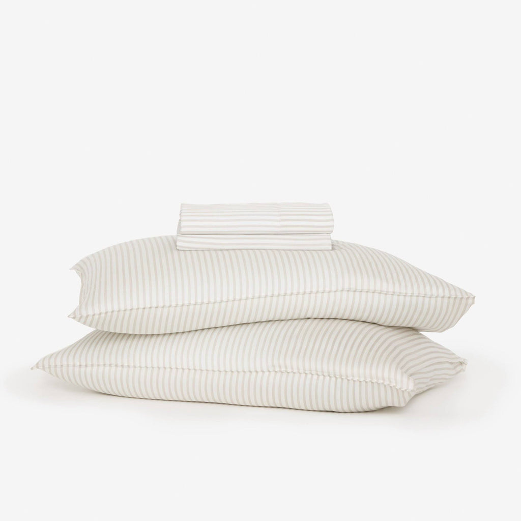 Queen Gray Stripe Eucalyptus Sheets K5376