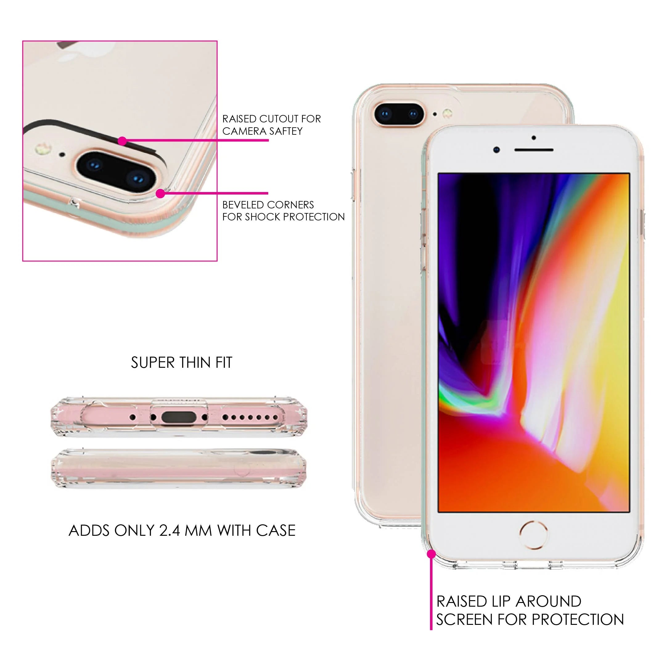 Clear Shockproof Hybrid Case for iPhone 7 PLUS / 8 PLUS with Tempered Glass Screen Protector S719162