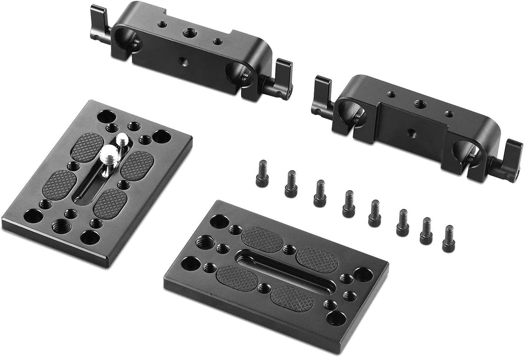 Camera Tripod Mounting Baseplate with 15mm Rod Clamp Rail Block Z7872