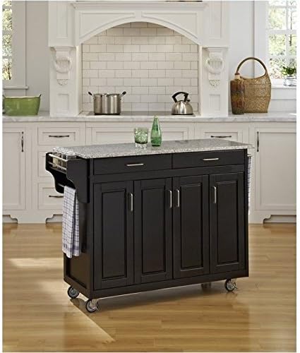 Black Wood Top Kitchen Cart O5727