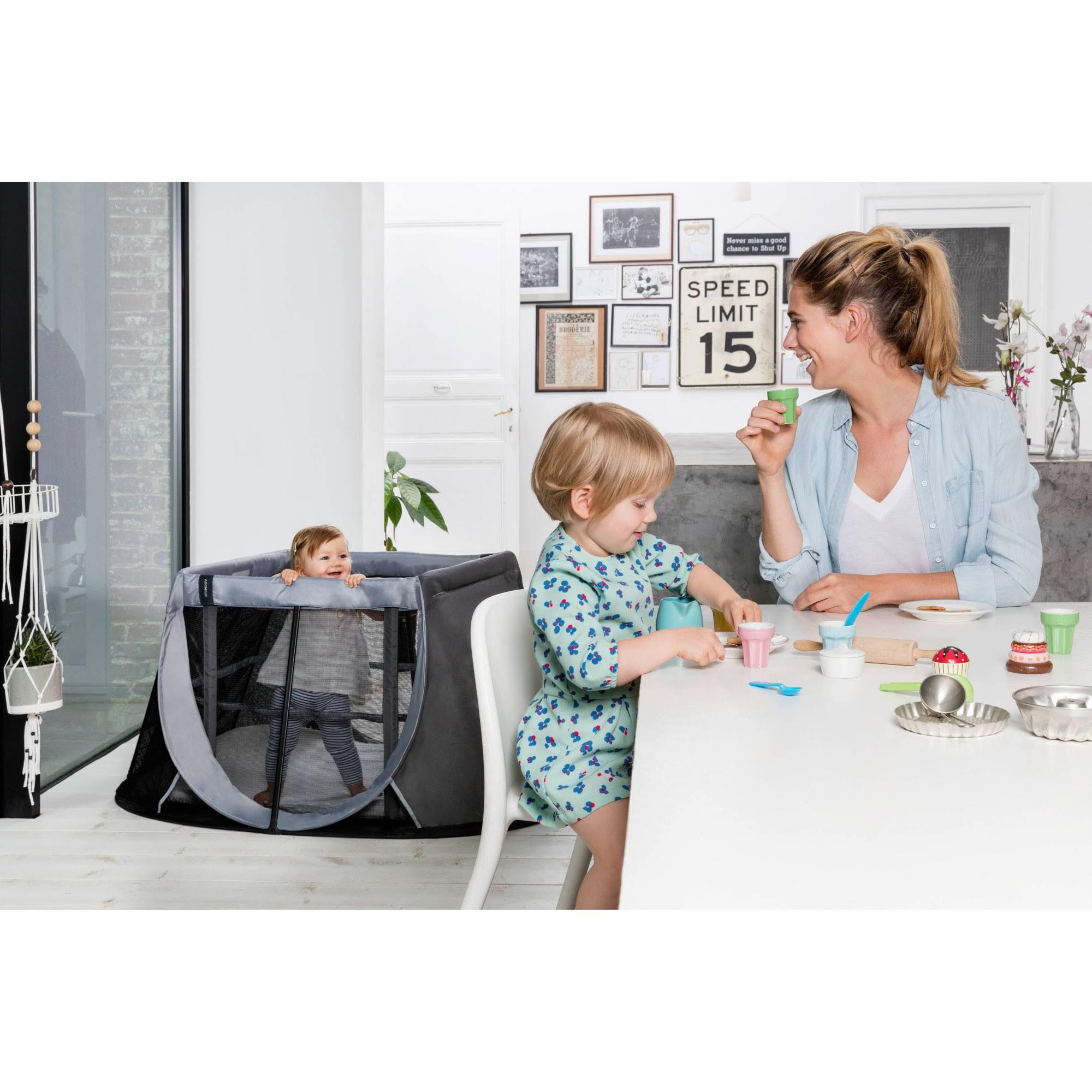 Instant Travel Cot in Grey Rock | 100% Cotton K530