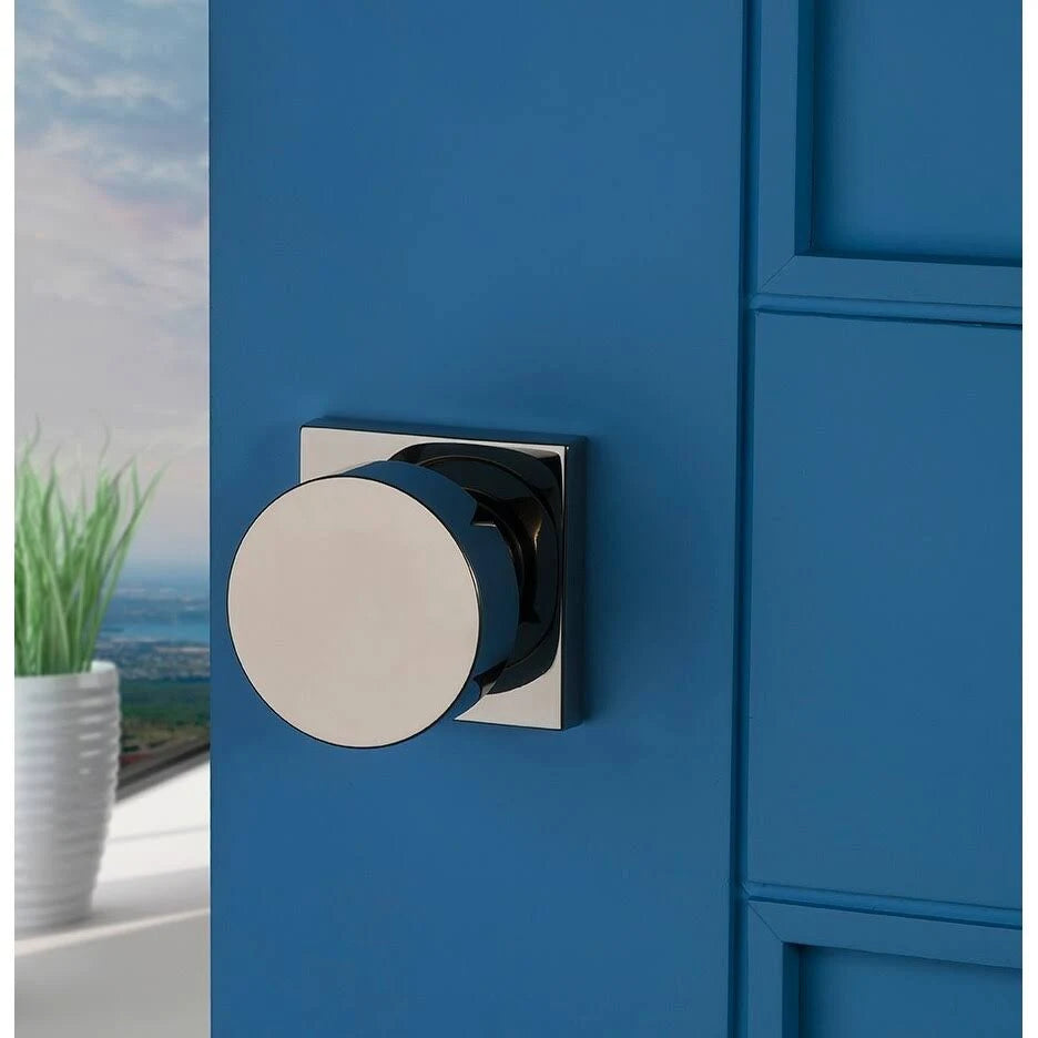 Satin Black Contemporary Keyed Entry Knobset with Round Rosette L538172