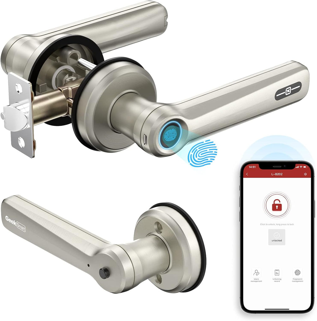 Smart Fingerprint Door Lock with Biometric Fingerprint, Mechanical Key, Remote Control with APP S198199