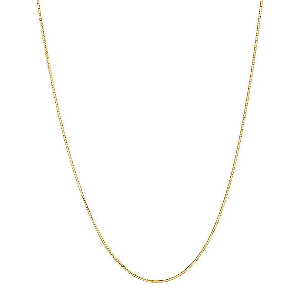 14k Solid Gold Yellow Box Chain Necklace 0.6 mm 13 inches S7254