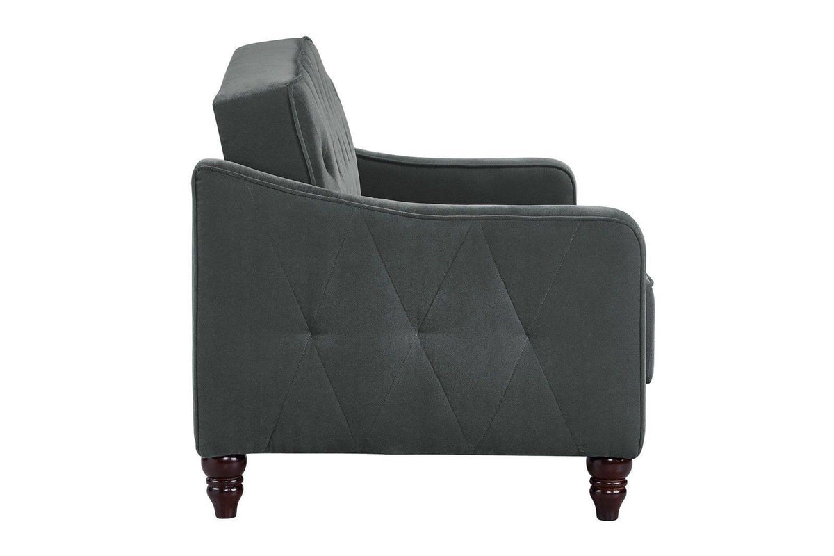 Gray Velvet Tufted Sofa Sleeper F861571