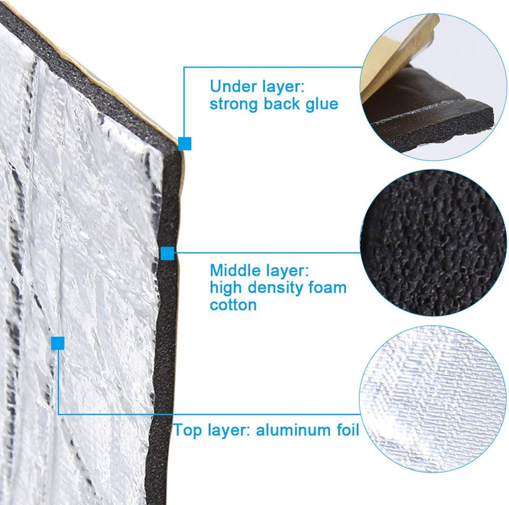 6.46sqft Car Sound Deadener Aluminum Foam Mat J5703