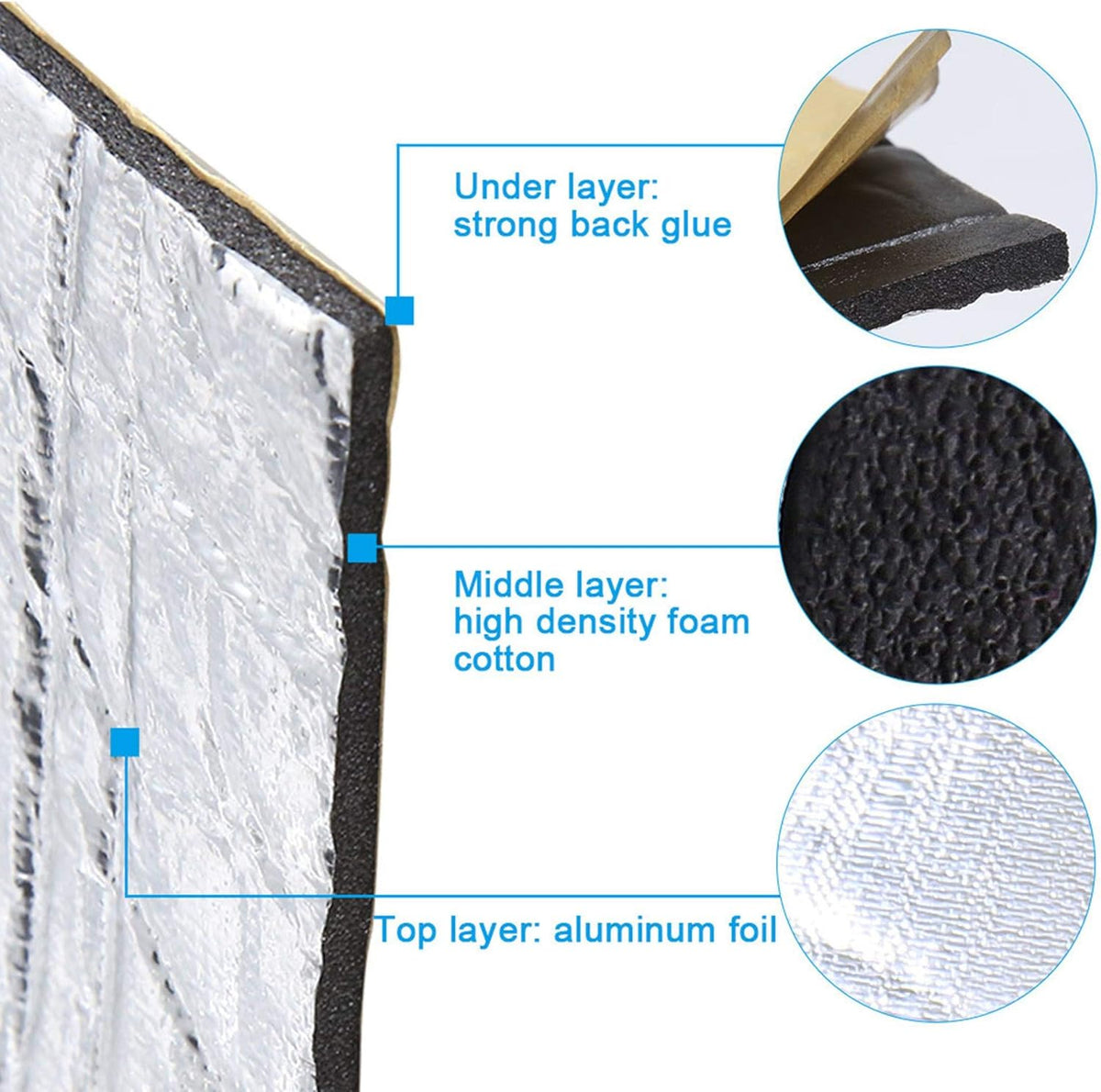 6.46sqft Car Sound Deadener Aluminum Foam Mat J5703