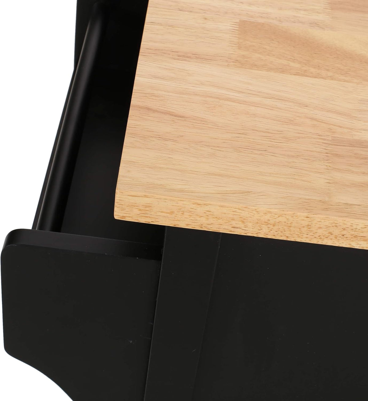 Black Natural Kitchen Cart with Wheels T454