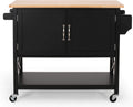 Black Natural Kitchen Cart with Wheels T454
