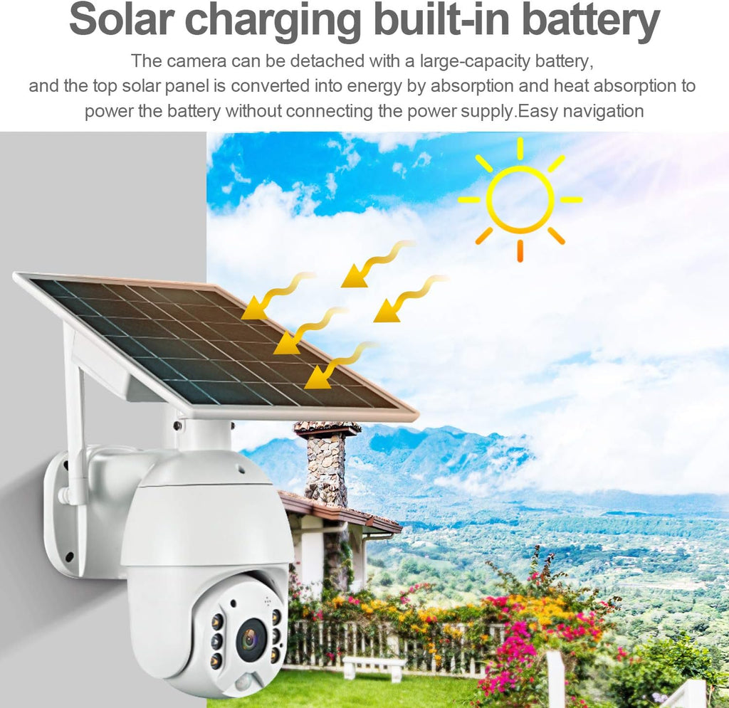 Wireless Solar Powered PTZ Security Camera with Rechargeable Battery N332