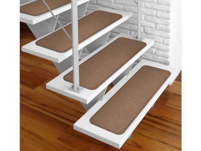 15 Pc Adhesive Carpet Stair Treads Toffee Brown 8 in. x 23.5 in. O350285