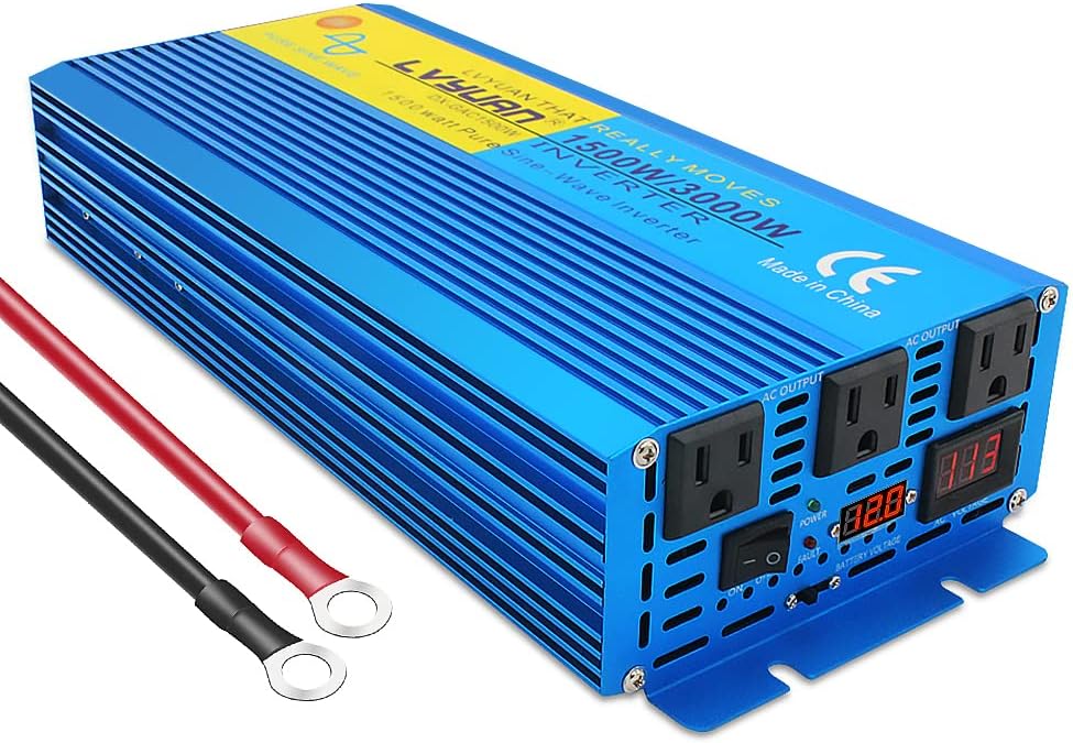 2000 Watt Pure Sine Wave Power Inverter 12V DC to 110V AC Converter with LCD Display B712772