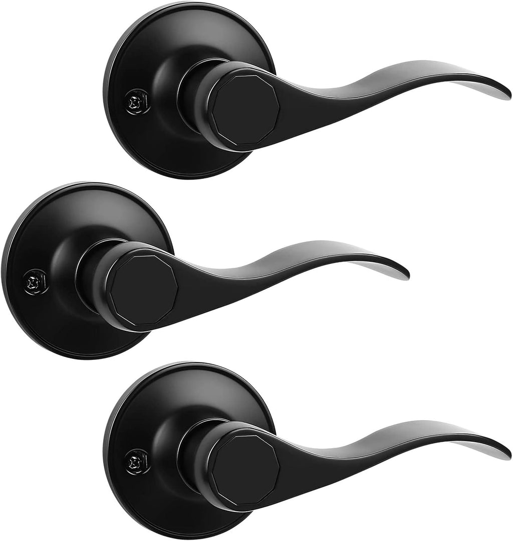 6 Pack Non-Locking Black Door Lever Set K7217