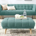 Green Polyester Blend Tufted Rectangle Ottoman C687