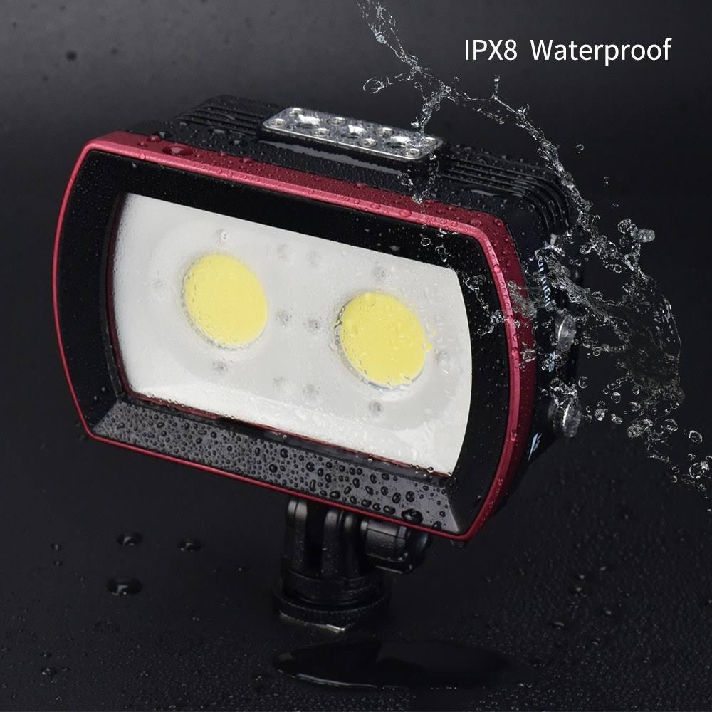 LED Diving Light Underwater Photography Fill-in Lamp 2pcs Aluminum Alloy 40M Waterproof IPX8 White X900