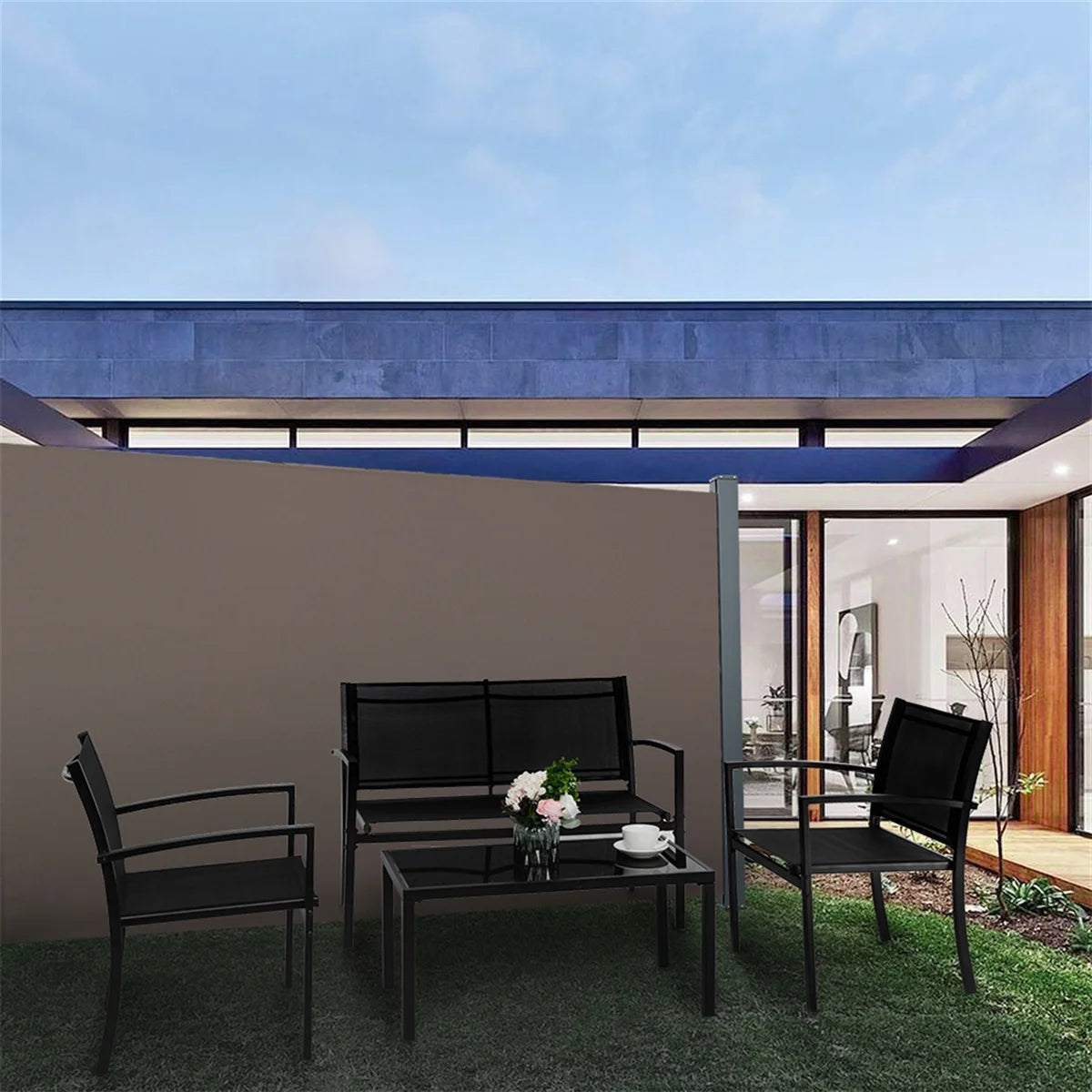5x10ft Retractable Patio Side Awning, Outdoor Privacy Screen F914742