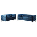 Navy 2 Piece Fabric Sofa and Loveseat Set D412