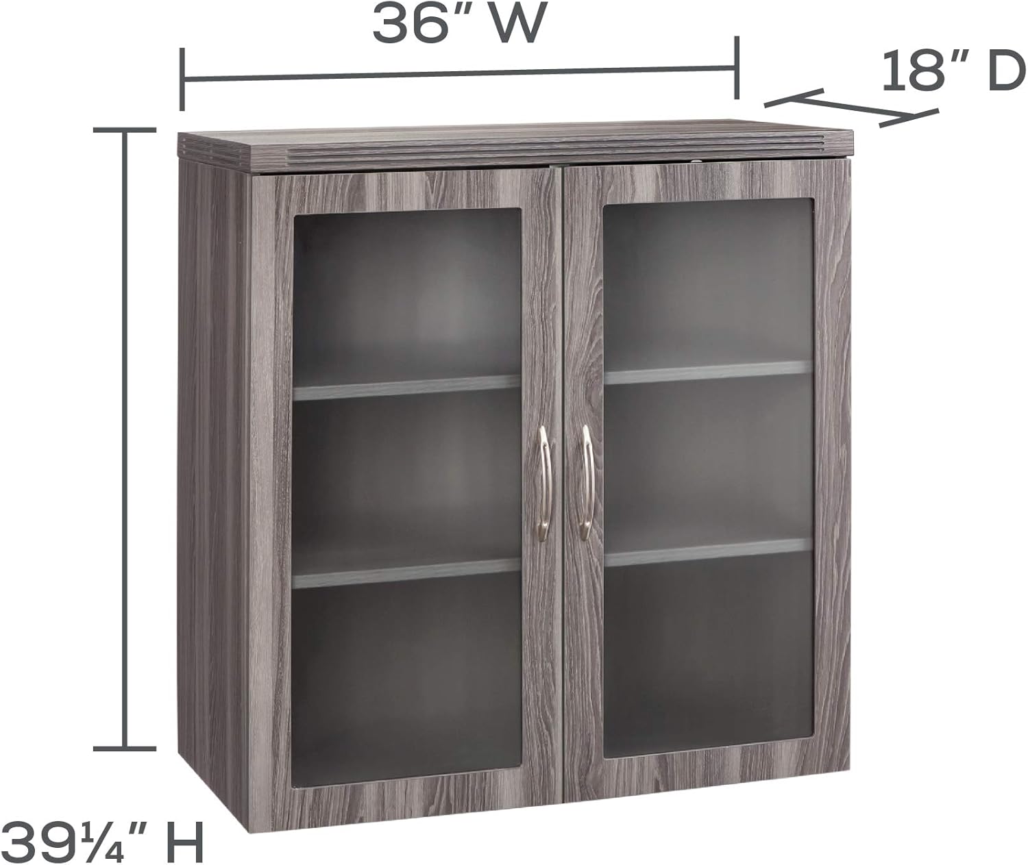 Glass Display Cabinet with 2 Doors, 2 Shelves, Gray Steel X759