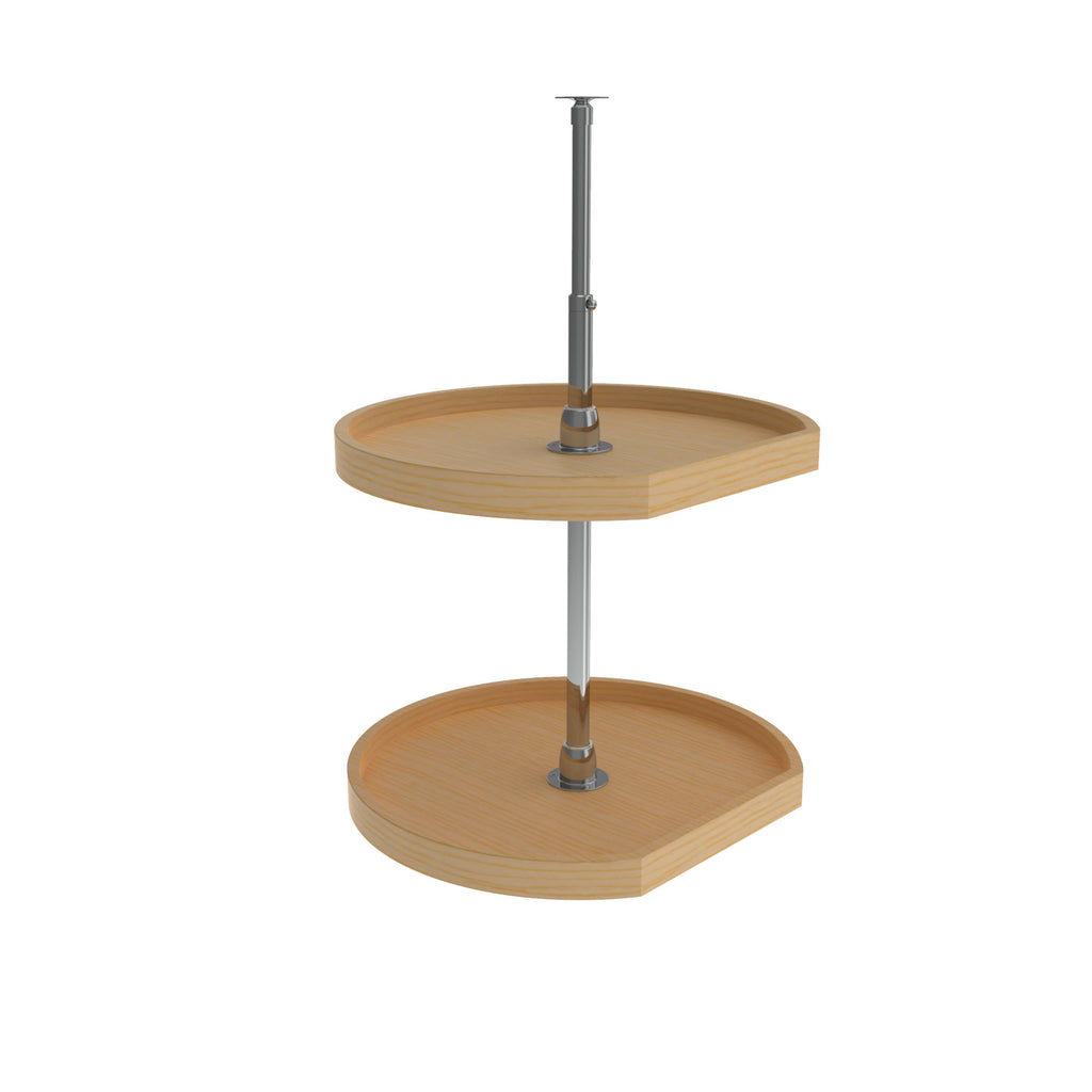 Natural Wood 20 inch D-Shaped 2 Shelf Lazy Susan Set U45319