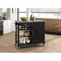 Natural and White Wood Kitchen Cart with Black Stainless Steel Counter Y269184