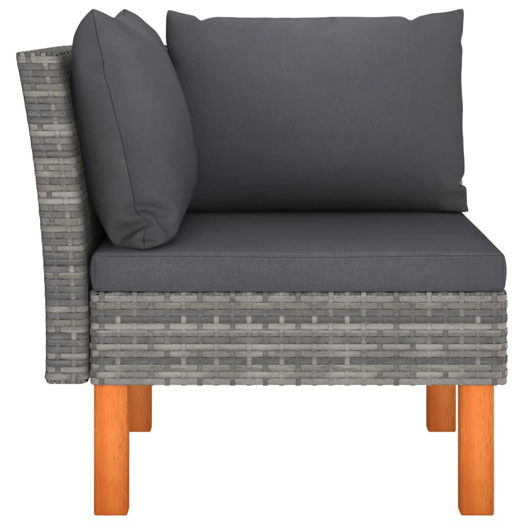 Corner Sofa Poly Rattan and Solid Eucalyptus Wood I170048