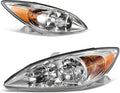 Headlight Assembly for CAMRY 2002 2003 2004 Chrome Housing Amber Reflector Clear Lens Z1617