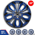 15 Set of 4 Blue and Black Automotive Wheel Hubcap L363
