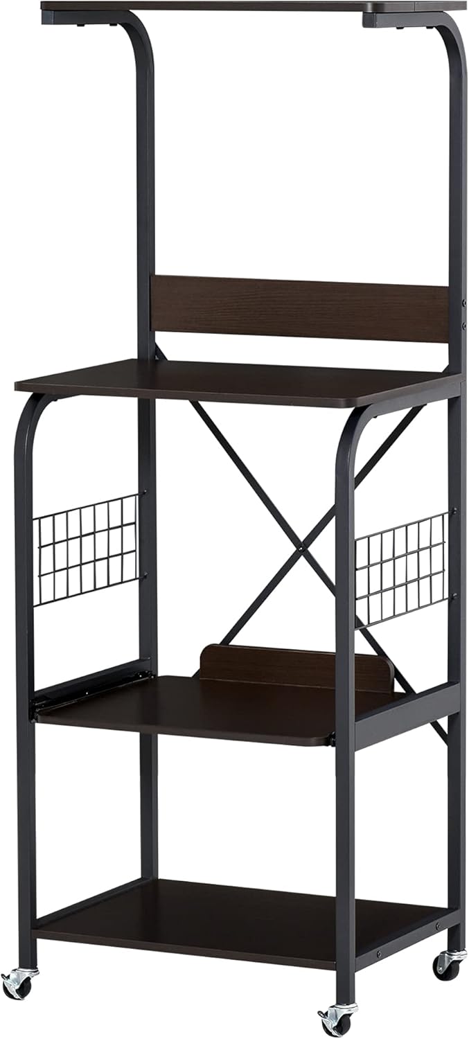White 4-Tier Rolling Microwave Stand Utility Cart I598