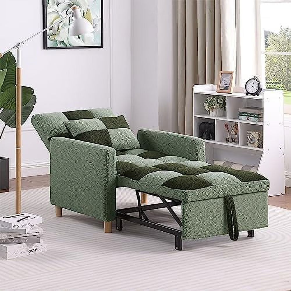 3 in 1 Convertible Chair Bed Sleeper Chair with Pillow Velvet Fabric Grey Y518142