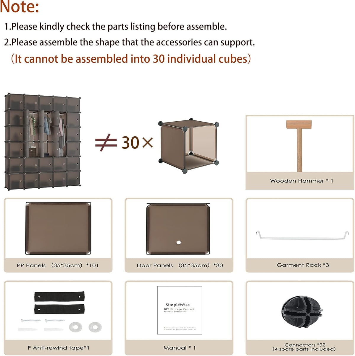 30-Cube Plastic Closet Organizer Shelves G95704