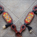 Brown Beaded Inlay Leather Horse Breast Collar P539977