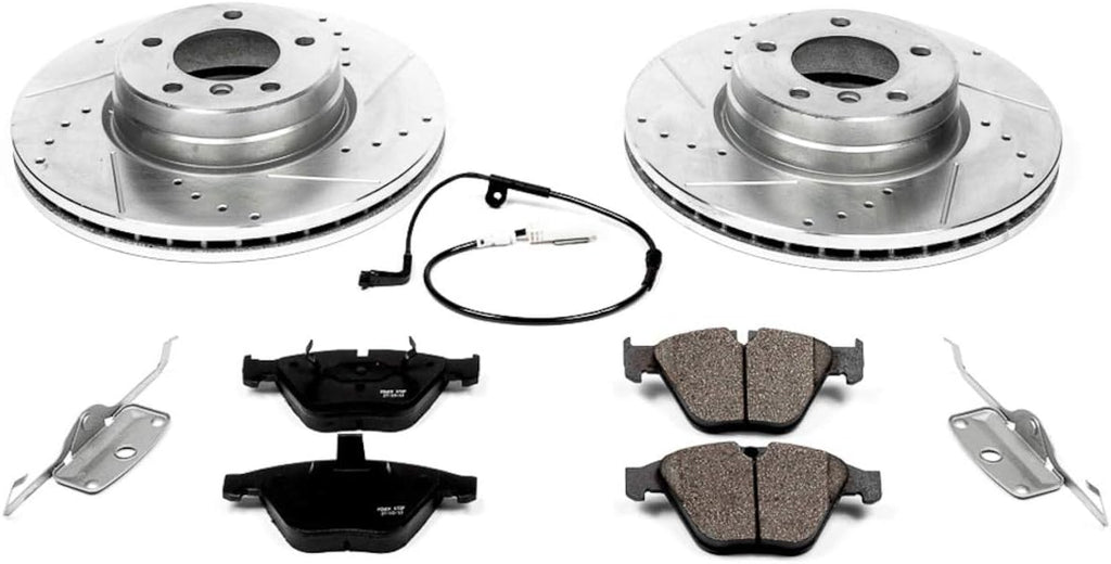 Front Z23 Carbon Fiber Brake Pads with Drilled & Slotted Brake Rotors Kit A141