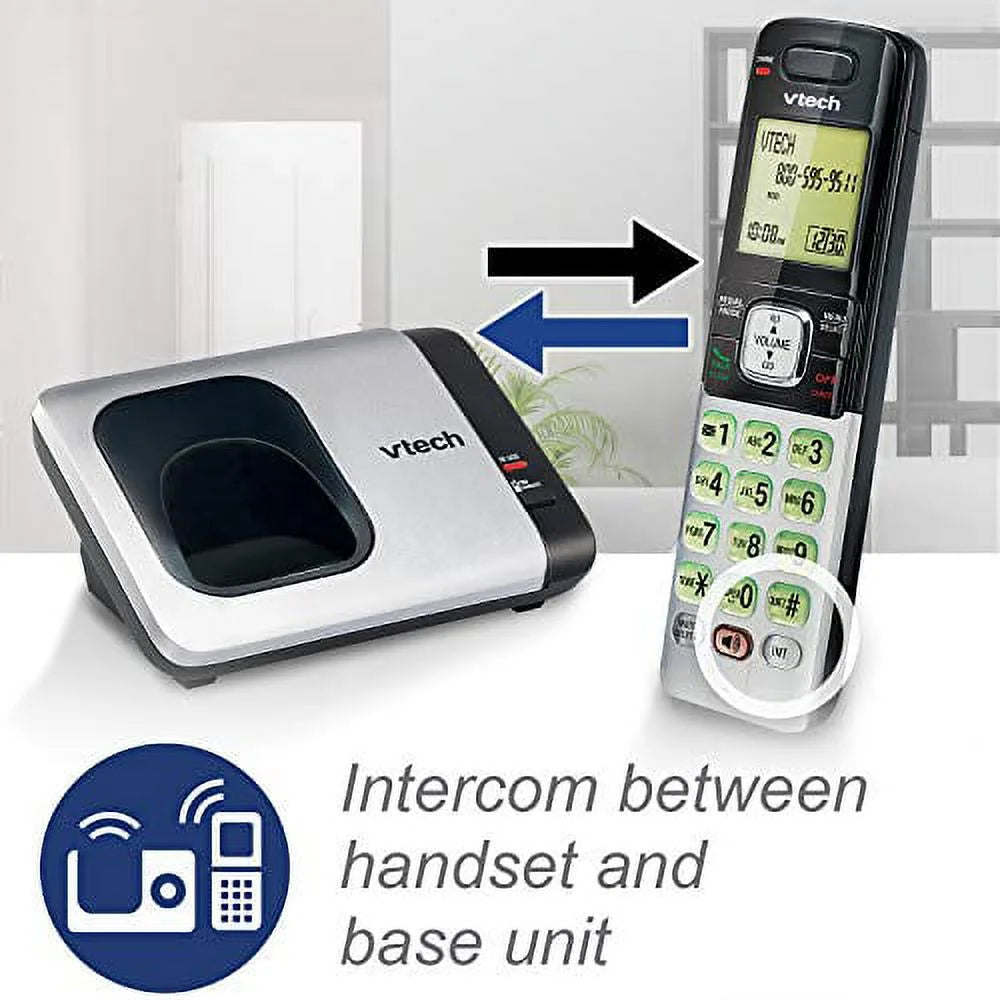 2-Handset Expandable Cordless Phone with Caller ID, Silver E404