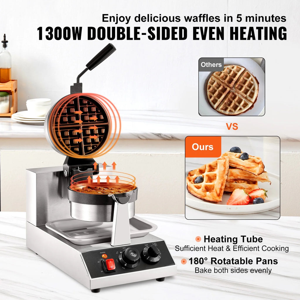 Round Waffle Maker 1300W Non-Stick Waffle Iron B59334