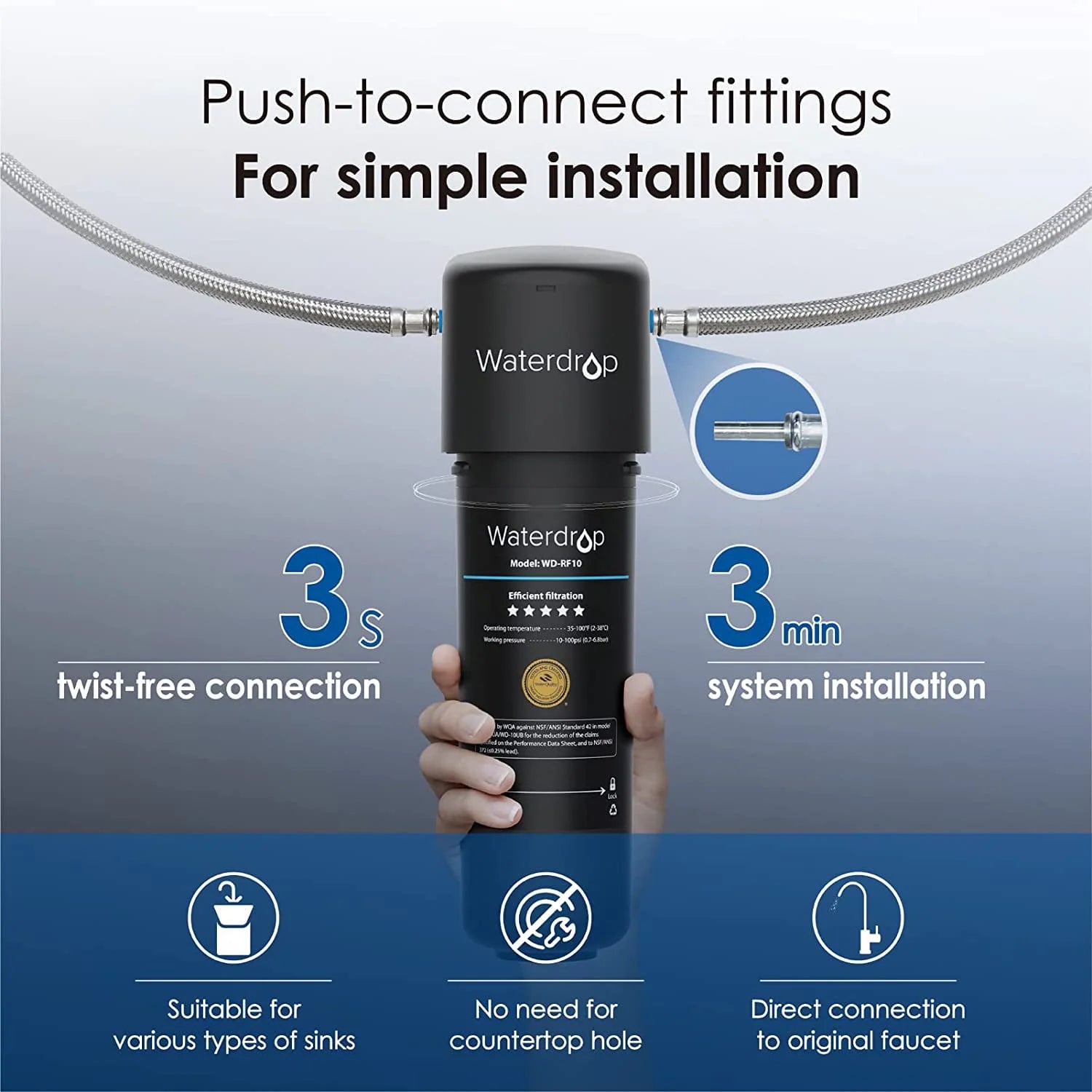 Under Sink Water Filter System, 8000 Gallons Ultra High Capacity X56891