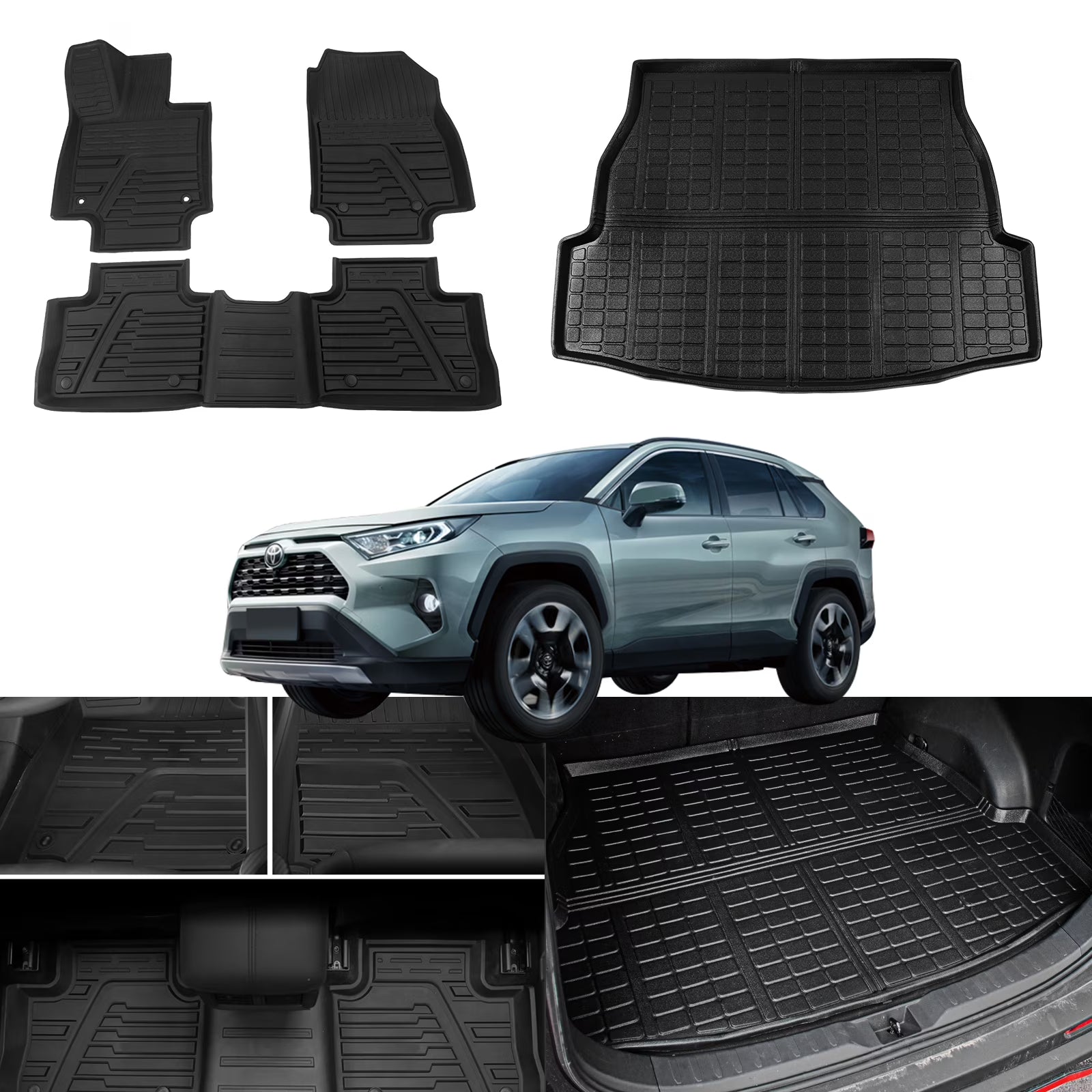 TPE Cargo Liner Trunk Floor Mats for Toyota Rav4 (Set of 4 Mats) J743